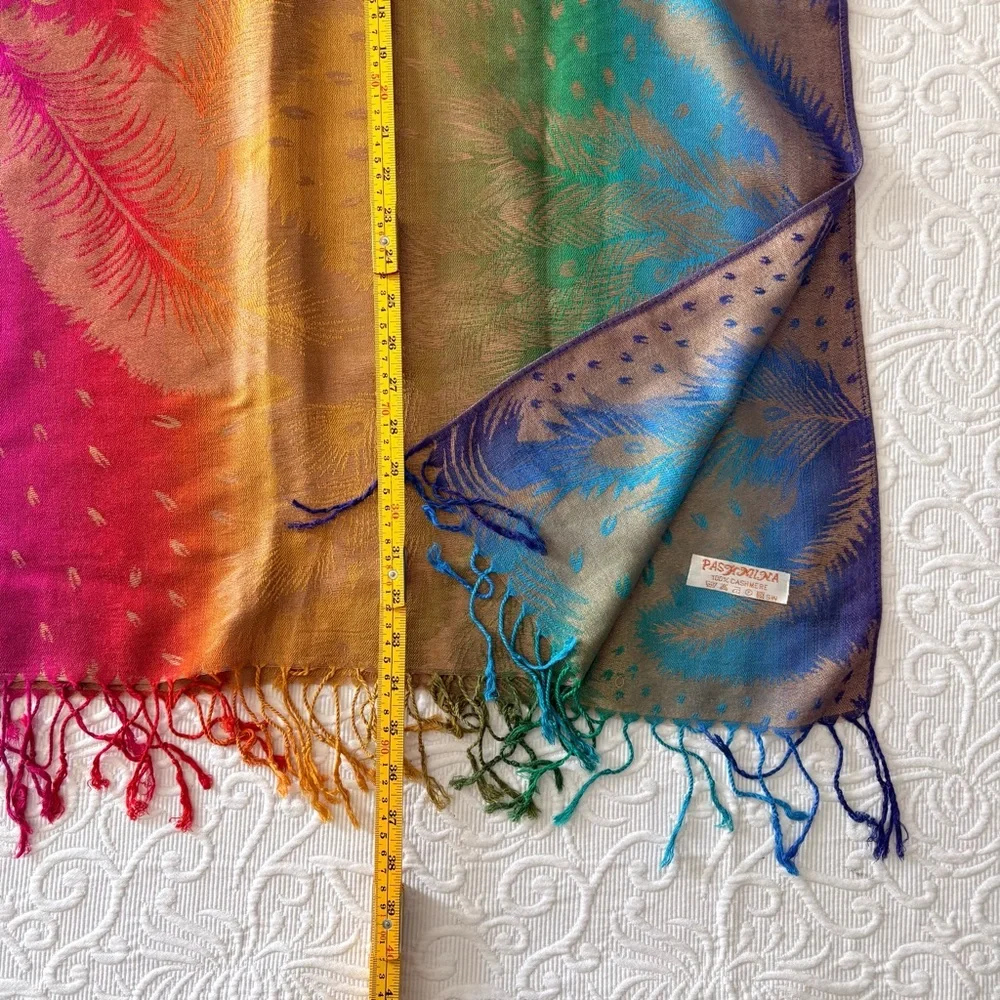 100% Cashmere Multicolor Pashmina Scarf - Picture 4 of 6